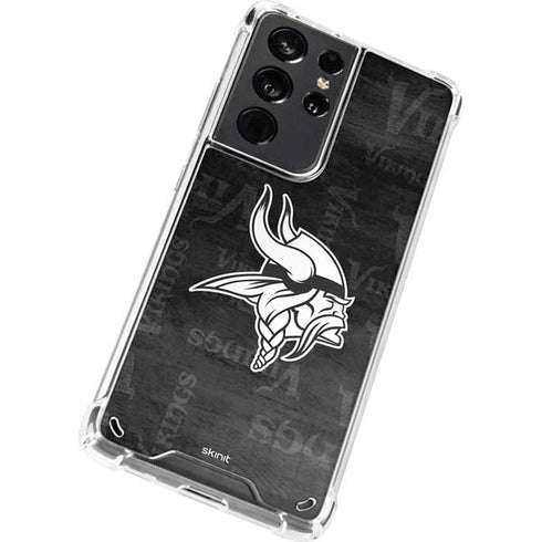 NFL Minnesota Vikings Black & White Galaxy S21 Ultra 5G Clear Case