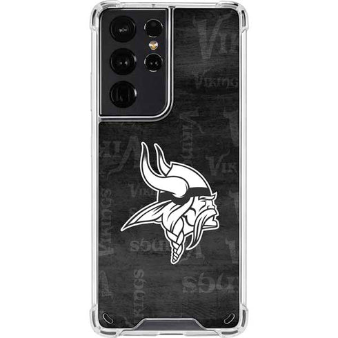 NFL Minnesota Vikings Black & White Galaxy S21 Ultra 5G Clear Case