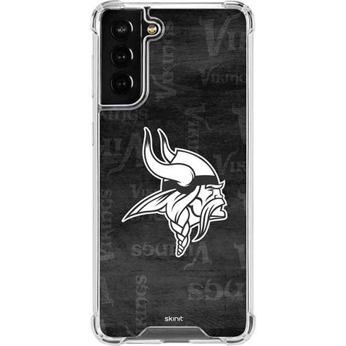 NFL Minnesota Vikings Black & White Galaxy S22 Plus Clear Case