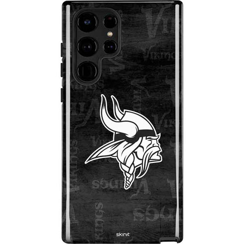 NFL Minnesota Vikings Black & White Galaxy S22 Ultra Pro Case