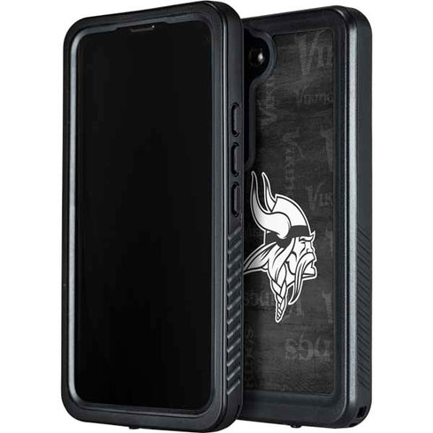 NFL Minnesota Vikings Black & White Galaxy S23 Plus Waterproof Case
