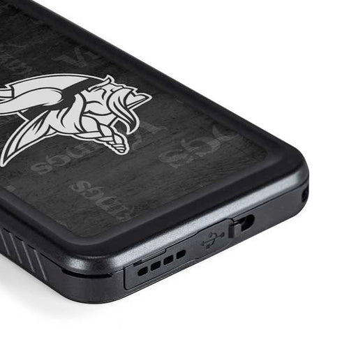 NFL Minnesota Vikings Black & White Galaxy S23 Waterproof Case