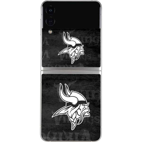 NFL Minnesota Vikings Black & White Galaxy Z Flip3 5G Skin