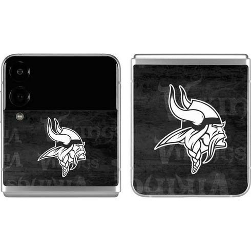 NFL Minnesota Vikings Black & White Galaxy Z Flip4 5G Skin