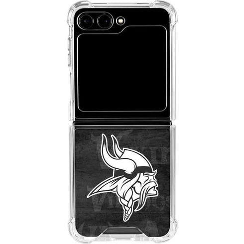 NFL Minnesota Vikings Black & White Galaxy Z Flip5 5G Clear Case