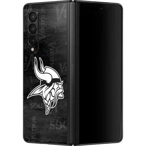 NFL Minnesota Vikings Black & White Galaxy Z Fold3 5G Skin
