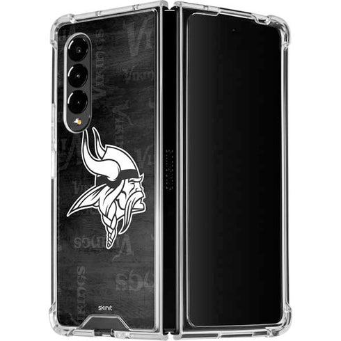 NFL Minnesota Vikings Black & White Galaxy Z Fold4 5G Clear Case