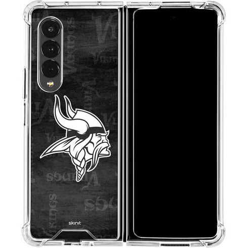 NFL Minnesota Vikings Black & White Galaxy Z Fold4 5G Clear Case
