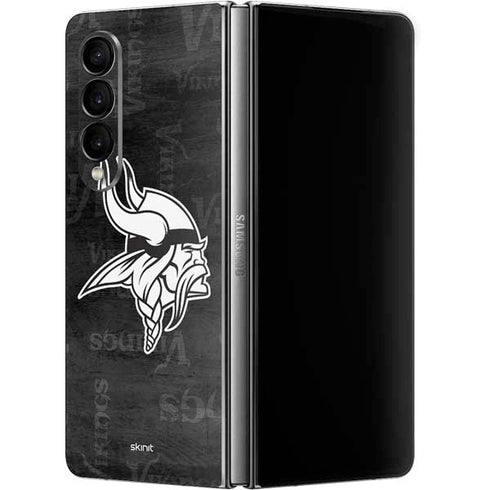 NFL Minnesota Vikings Black & White Galaxy Z Fold4 5G Skin