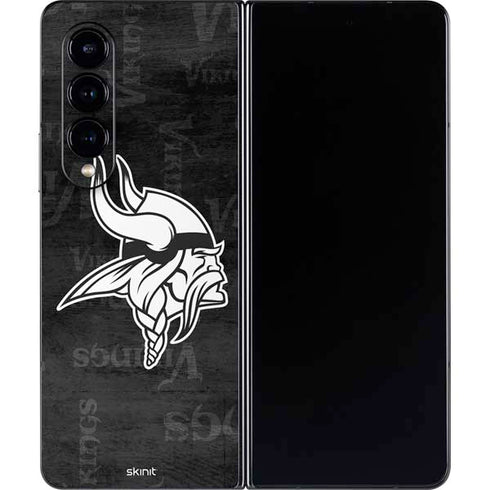 NFL Minnesota Vikings Black & White Galaxy Z Fold4 5G Skin
