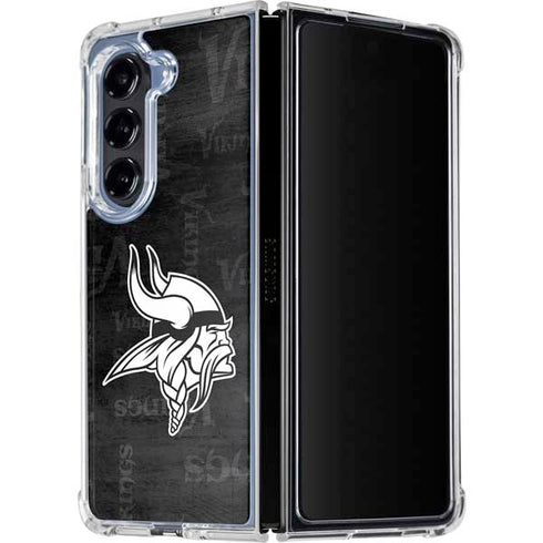 NFL Minnesota Vikings Black & White Galaxy Z Fold5 5G Clear Case