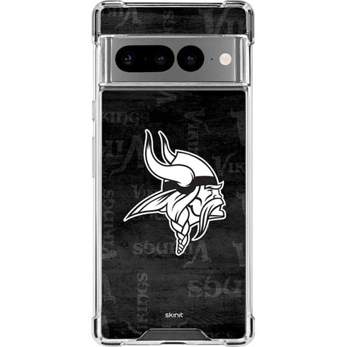 NFL Minnesota Vikings Black & White Google Pixel 7 Pro Clear Case