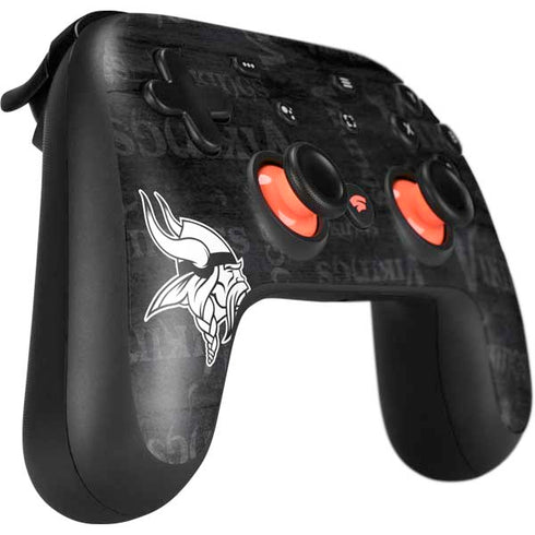 NFL Minnesota Vikings Black & White Google Stadia Controller Skin