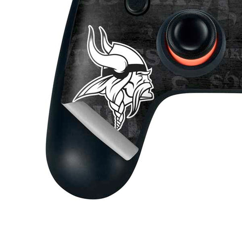NFL Minnesota Vikings Black & White Google Stadia Controller Skin
