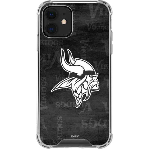 NFL Minnesota Vikings Black & White iPhone 12 Clear Case