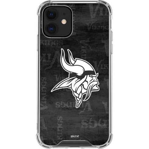 NFL Minnesota Vikings Black & White iPhone 12 Mini Clear Case