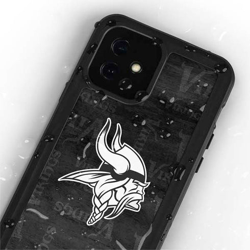 NFL Minnesota Vikings Black & White iPhone 12 Mini Waterproof Case