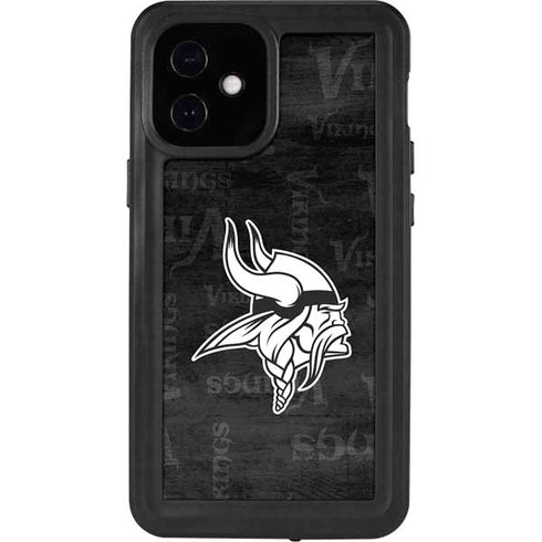 NFL Minnesota Vikings Black & White iPhone 12 Mini Waterproof Case