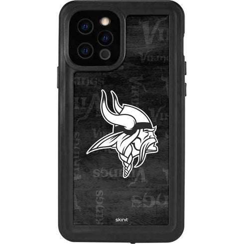 NFL Minnesota Vikings Black & White iPhone 12 Pro Waterproof Case