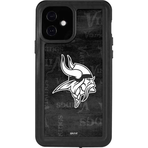 NFL Minnesota Vikings Black & White iPhone 12 Waterproof Case