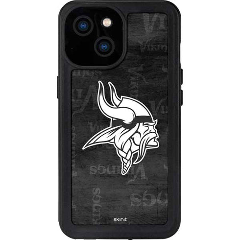 NFL Minnesota Vikings Black & White iPhone 13 Mini Waterproof Case