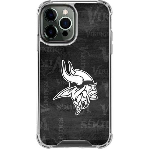 NFL Minnesota Vikings Black & White iPhone 13 Pro Max Clear Case