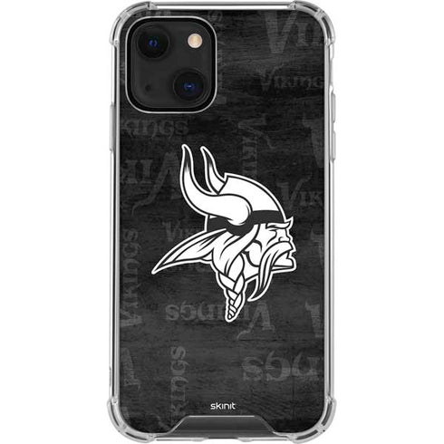 NFL Minnesota Vikings Black & White iPhone 15 Plus Clear Case