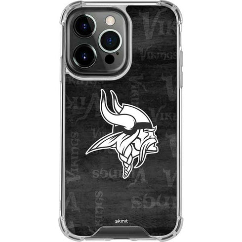 NFL Minnesota Vikings Black & White iPhone 14 Pro Clear Case