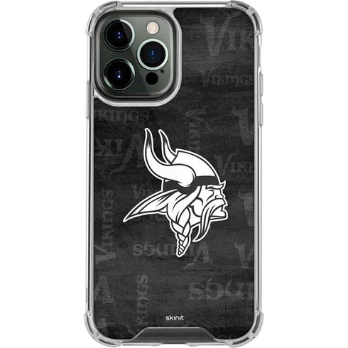 NFL Minnesota Vikings Black & White iPhone 14 Pro Max Clear Case