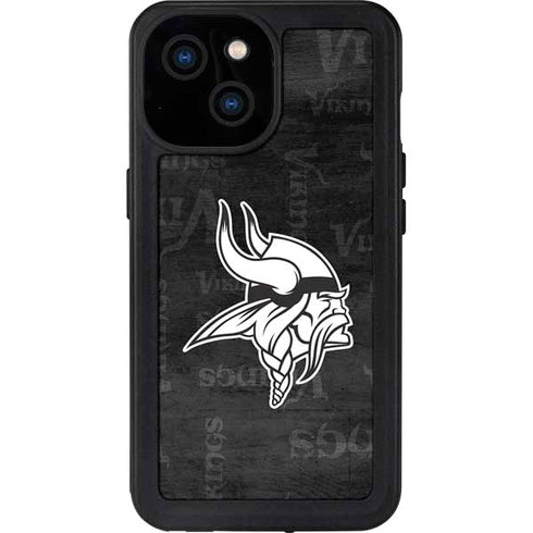 NFL Minnesota Vikings Black & White iPhone 15 Waterproof Case