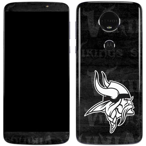 NFL Minnesota Vikings Black & White Moto E5 Plus Skin