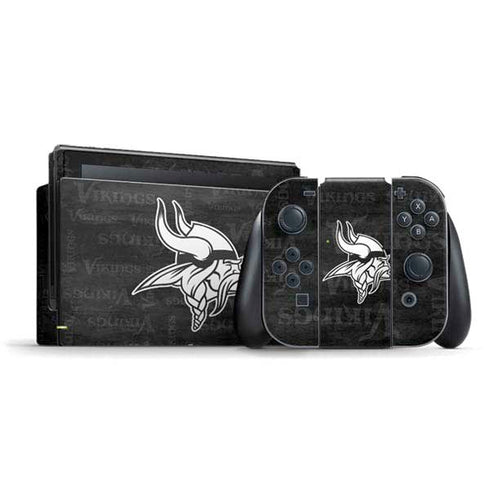 NFL Minnesota Vikings Black & White Nintendo Switch Bundle Skin