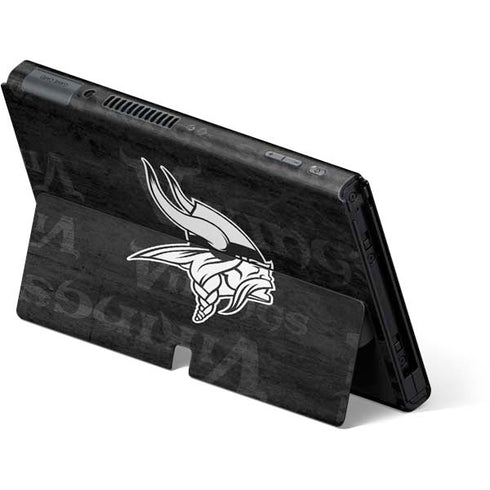 NFL Minnesota Vikings Black & White Nintendo Switch OLED (2021) Skin