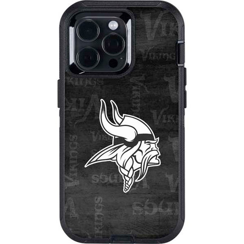 NFL Minnesota Vikings Black & White Otterbox Defender iPhone Skin