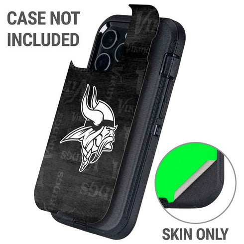 NFL Minnesota Vikings Black & White Otterbox Defender iPhone Skin