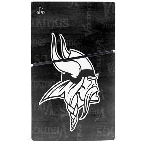 NFL Minnesota Vikings Black & White PS5 Slim Disk Bundle Skin