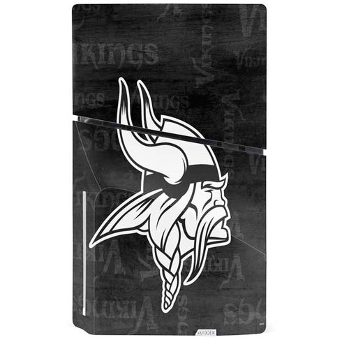 NFL Minnesota Vikings Black & White PS5 Slim Disk Bundle Skin