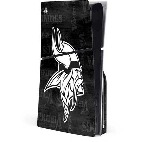 NFL Minnesota Vikings Black & White PS5 Slim Disk Console Skin