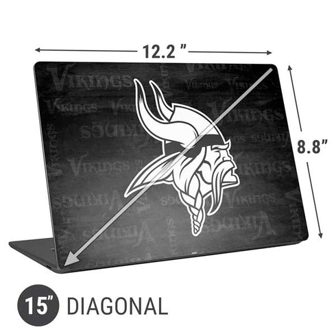 NFL Minnesota Vikings Black & White Universal Laptop 15in (12.2 x 8.8in) Skin