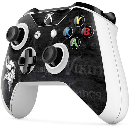 NFL Minnesota Vikings Black & White Xbox One S Controller Skin