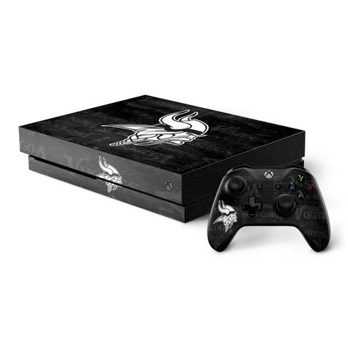 NFL Minnesota Vikings Black & White Xbox One X Bundle Skin