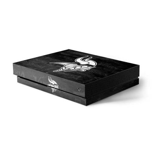 NFL Minnesota Vikings Black & White Xbox One X Console Skin