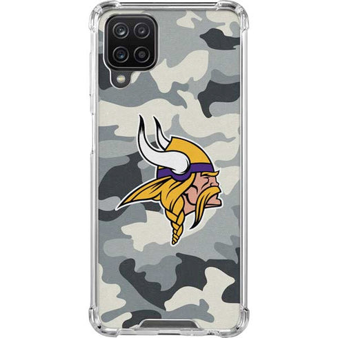 NFL Minnesota Vikings Camo Galaxy A12 Clear Case