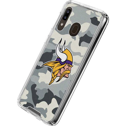 NFL Minnesota Vikings Camo Galaxy A30 Clear Case