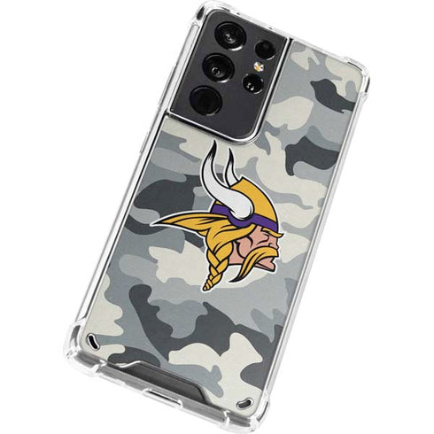 NFL Minnesota Vikings Camo Galaxy S21 Ultra 5G Clear Case