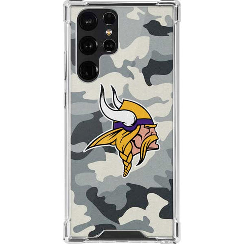 NFL Minnesota Vikings Camo Galaxy S22 Ultra Clear Case