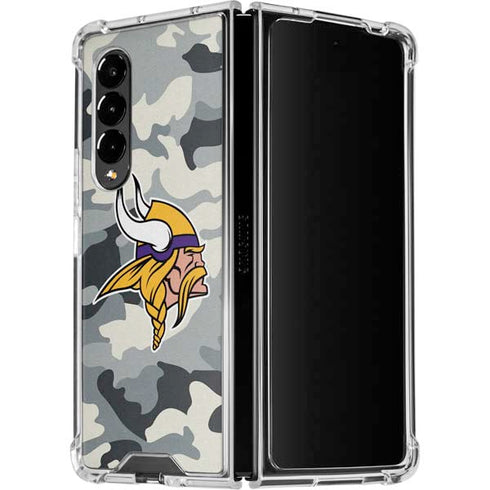 NFL Minnesota Vikings Camo Galaxy Z Fold4 5G Clear Case