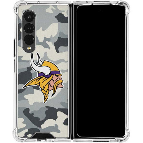 NFL Minnesota Vikings Camo Galaxy Z Fold4 5G Clear Case