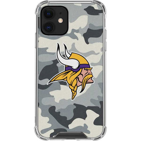 NFL Minnesota Vikings Camo iPhone 12 Clear Case