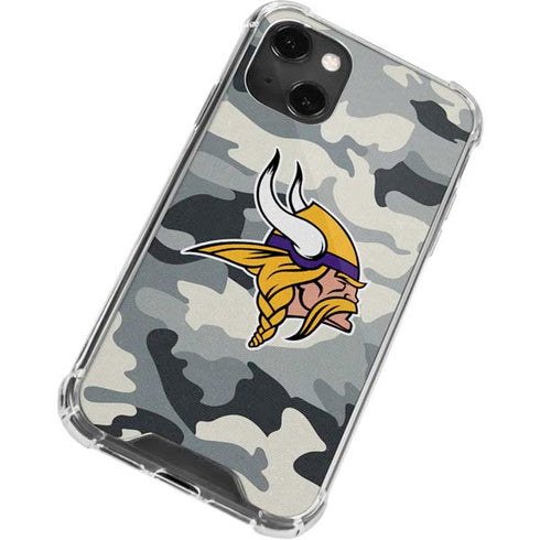 NFL Minnesota Vikings Camo iPhone 13 Mini Clear Case